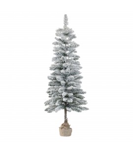 Vista ambientata Albero di Natale Pinetto TALLIN Innevato Altezza 135 cm Effetto Neve Realistico con Base in Juta Totò Piccinni