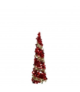Albero di Natale Pop Up Slim Colore Rosso/Silver altezza 120 cm, Addobbato, Apertura Istantanea Totò Piccinni