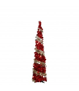 Albero di Natale Pop Up Slim Colore Rosso/Silver altezza 150 cm, Addobbato, Apertura Istantanea Totò Piccinni