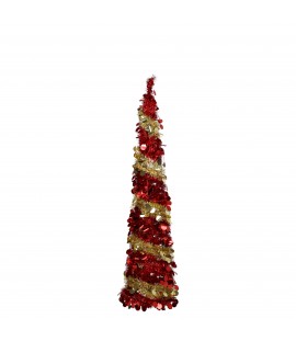Albero di Natale Pop Up Slim Colore Rosso/Oro altezza 150 cm, Addobbato, Apertura Istantanea Totò Piccinni