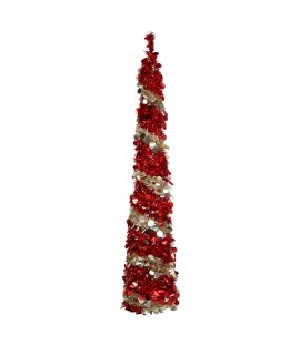 Albero di Natale Pop Up Slim Colore Rosso/Silver altezza 180 cm, Addobbato, Apertura Istantanea Totò Piccinni