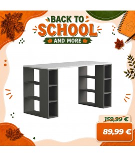 Scrivania da ufficio 140x60 cm in legno - CUBI (Bianco/Antracite)