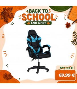 Sedia GAMING Ergonomica Reclinabile Girevole con cuscini in similpelle (Azzurro)