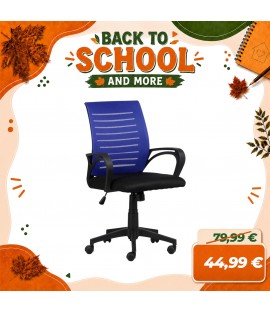Sedia Poltrona Ufficio ASTRA con Braccioli, Girevole 360°, Altezza Regolabile, Ergonomica (Blu)