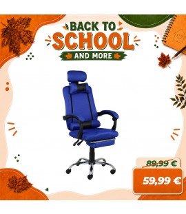 Sedia Ufficio BETA Gaming Ergonomica Reclinabile Girevole con cuscini e poggiapiedi con rotelle e poggiatesta (Blu)