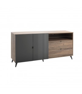 madia moderna grigio scuro laccato/noce brera vista diagonale