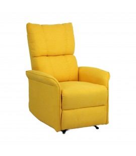 Poltrona Relax Elettrica con doppio motore in Tessuto colore Giallo reclinabile con massaggio e schienale riscaldato modello Lagos Totò Piccinni