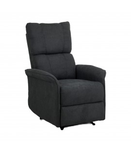 Poltrona Relax Elettrica con doppio motore in Tessuto colore Grigio Scuro reclinabile con massaggio e schienale riscaldato modello Lagos Totò Piccinni