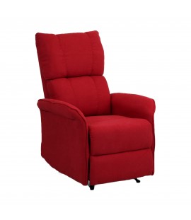 Poltrona Relax Elettrica con doppio motore in Tessuto colore Rosso reclinabile con massaggio e schienale riscaldato modello Lagos Totò Piccinni