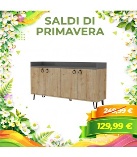 Madia ATENA in Legno con quattro ante con ripiani interni (Naturale/Antracite)