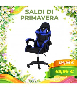 Sedia GAMING Ergonomica Reclinabile Girevole con cuscini in similpelle (Blu)