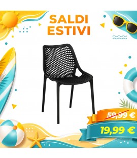 Sedia in Plastica da Giardino in Polipropilene Intrecciato - SEDIA LOREN (Nero)