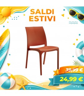 Sedia VOLGA in polipropilene design impilabile per esterno Made in Italy (Rosso)