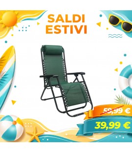 Sedia Sdraio Gravity con cuscino e poggia piedi (Verde)