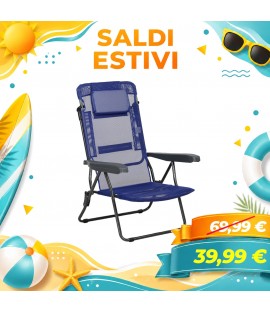 Sdraio in Textilene MARINA con Braccioli e Cuscino (Blu)