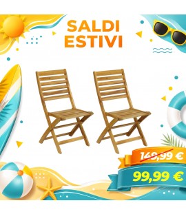 Sedia Pieghevole BALI in Legno di ACACIA da Giardino per Esterno - Set 2 Pz