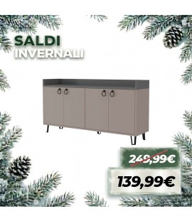 Madia ATENA in Legno con quattro ante con ripiani interni (Tortora/Antracite)