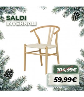 Sedia NORDICA in Legno con Braccioli e Schienale Ergonomico (Naturale)
