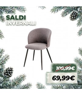 Poltroncina Sedia in Tessuto BOUCLÈ con Struttura in Metallo verniciato (Grigio Scuro)