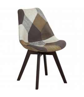 Sedia in Tessuto colore Patchwork Touch con gambe in legno modello Futura Totò Piccinni