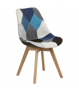 Sedia in Tessuto colore Patchwork Moon con gambe in legno modello Futura Totò Piccinni