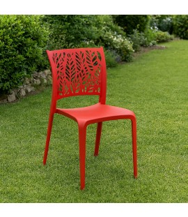 Vista ambientata Sedia Giardino in Polipropilene colore Rosso senza braccioli modello Spring Totò Piccinni