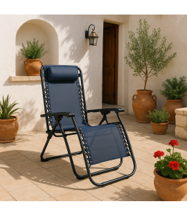 Sedia Sdraio Gravity con cuscino e poggia piedi (Blu)