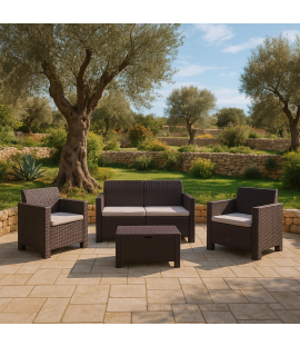 Bica Set Nebraska Salottino 4 Posti da Giardino, 281 x 155 x 79 cm (Marrone)