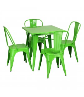 Set tavolo e 4 sedie in metallo design industriale colore Bianco modello Industry Totò Piccinni