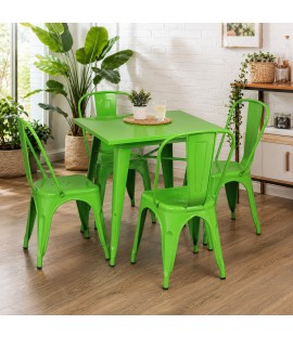 Set tavolo e 4 sedie in metallo design industriale colore Bianco modello Industry Totò Piccinni