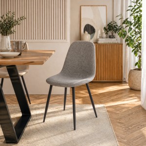 Vista ambientata Sedia imbottita colore Grigio Scuro con gambe in metallo modello Irelia Totò Piccinni