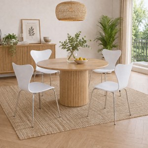 Vista ambientata Sedia Struttura in Polipropilene colore Bianco con gambe in Acciaio modello Tessa Totò Piccinni