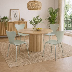 Vista ambientata Sedia Struttura in Polipropilene colore Verde con gambe in Acciaio modello Tessa Totò Piccinni