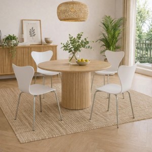 Vista ambientata Sedia Struttura in Polipropilene colore Grigio Chiaro con gambe in Acciaio modello Tessa Totò Piccinni