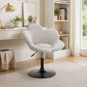 Vista ambientata Poltroncina colore "Cromo/Beige" girevole con altezza Regolabile