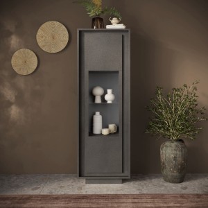 Vista ambientata Vetrina in legno con 1 anta con vetro colore "lava" made in italy modello Avalon Totò Piccinni