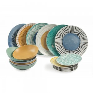 set piatti 18 pz in gres modello Marea Villa d'este