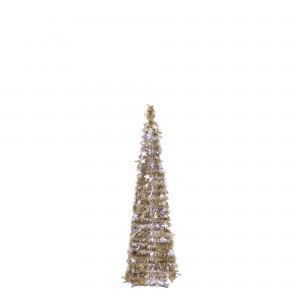 Albero di Natale Pop Up slim salvaspazio pieghevole addobbato Oro Luce Fredda (120 cm)