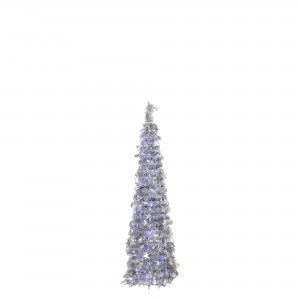 Albero di Natale Pop Up slim, apertura rapida, con luci led, addobbato Silver Luce Fredda (120 cm)