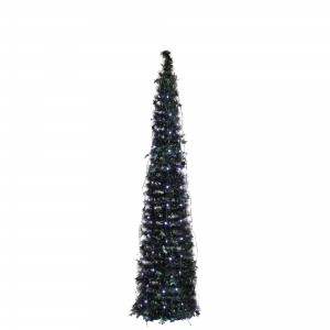 Albero di Natale Artificiale Verde POP UP Altezza 150cm, Slim, Montaggio Semplice e Veloce, Con Luci LED Fredde