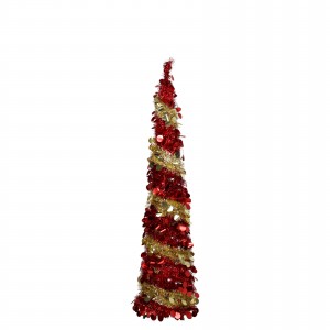 Albero di Natale Pop Up Slim Colore Rosso/Oro altezza 150 cm, Addobbato, Apertura Istantanea Totò Piccinni