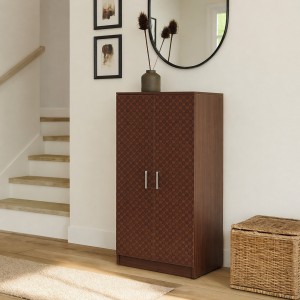 Vista ambientata Scarpiera a mobiletto 2 ante e 6 ripiani porta scarpe in legno colore Arte Povera Totò Piccinni