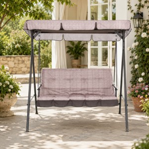 Vista ambientata Dondolo da giardino in metallo colore Beige modello Pemba Totò Piccinni