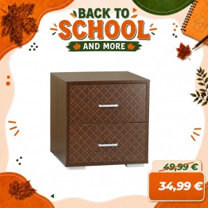 Comodino moderno in legno, Design 2 Cassetti, Misura cm 45HxP42xL43 (Arte Povera)