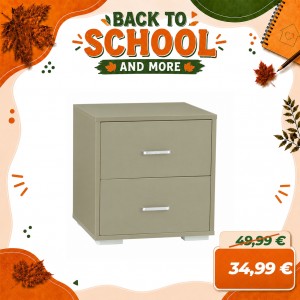 Comodino moderno in legno, Design 2 Cassetti, Misura cm 45HxP42xL43 (Tortora)