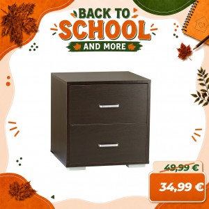 Comodino moderno in legno, Design 2 Cassetti, Misura cm 45HxP42xL43 (Wengè)