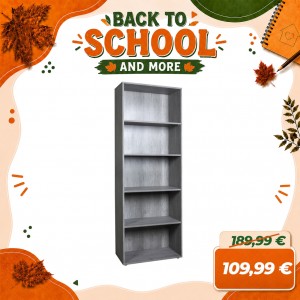Libreria 5 Vani in Legno (Cemento)