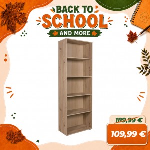 Libreria 5 Vani in Legno (Rovere Artisan)