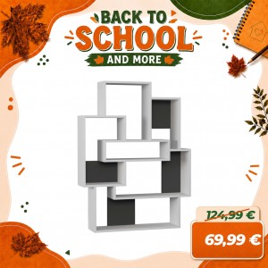 Libreria in Legno RECTANGLES Design Moderno con 6 Vani (Bianco/Antracite)