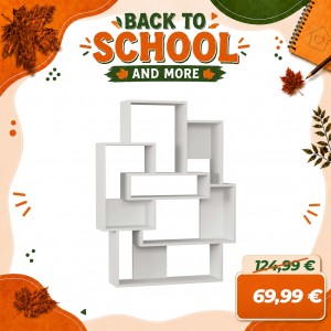 Libreria in Legno RECTANGLES Design Moderno con 6 Vani (Bianco)